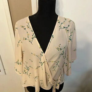 Express Floral Wrap Top XS